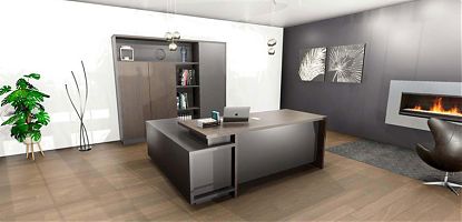 BUREAU DE DIRECTION AVEC RETOUR – BOIS MÉLAMINÉ