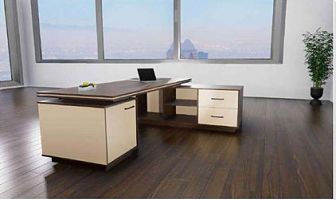 BUREAU DE DIRECTION AVEC RETOUR – BOIS MÉLAMINÉ