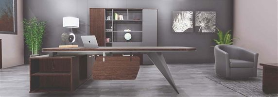 BUREAU DE DIRECTION AVEC RETOUR – BOIS MÉLAMINÉ