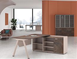 BUREAU DE DIRECTION AVEC RETOUR – BOIS MÉLAMINÉ